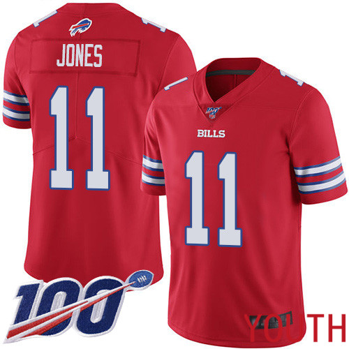 Youth Buffalo Bills 11 Zay Jones Limited Red Rush Vapor Untouchable 100th Season NFL Jersey
